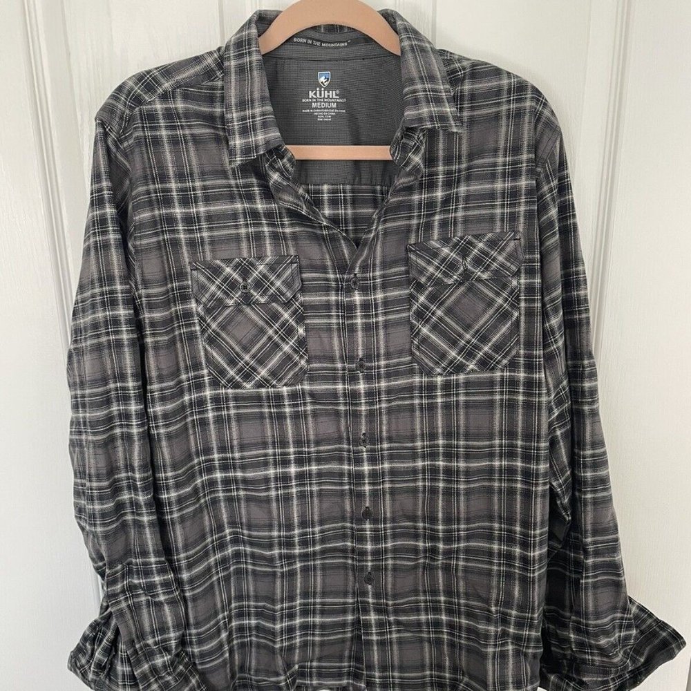 KUHL Law Flannel Men's M Long Sleeve Shirt Grey Plaid